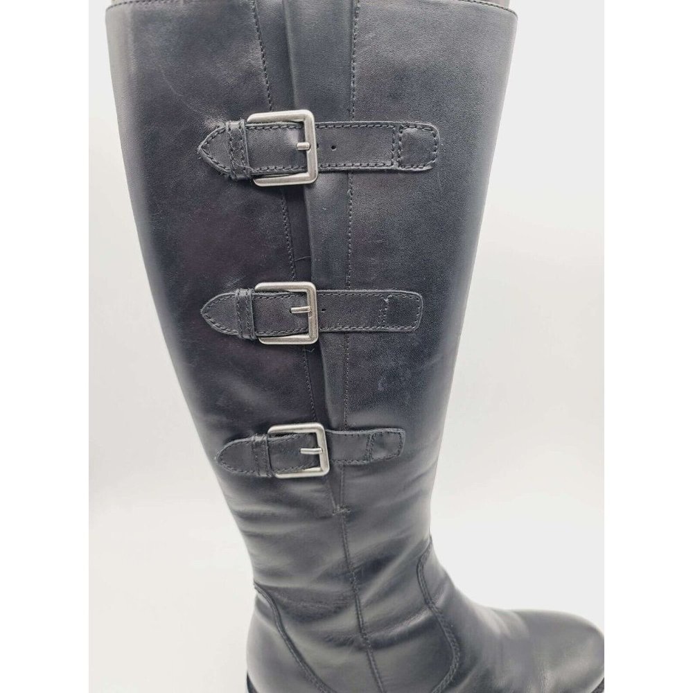 ECCO Boots Hobart Biker Boots Women's 37 Black Leather Riding Buckle NEW IN Box - Picture 6 of 9